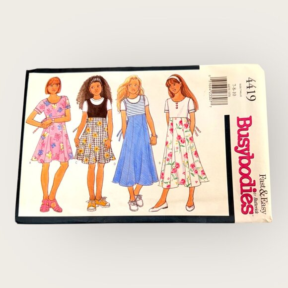Vintage 1990s Butterick Sewing Pattern 4419 Girls Dress Size 7-10 - Picture 1 of 2